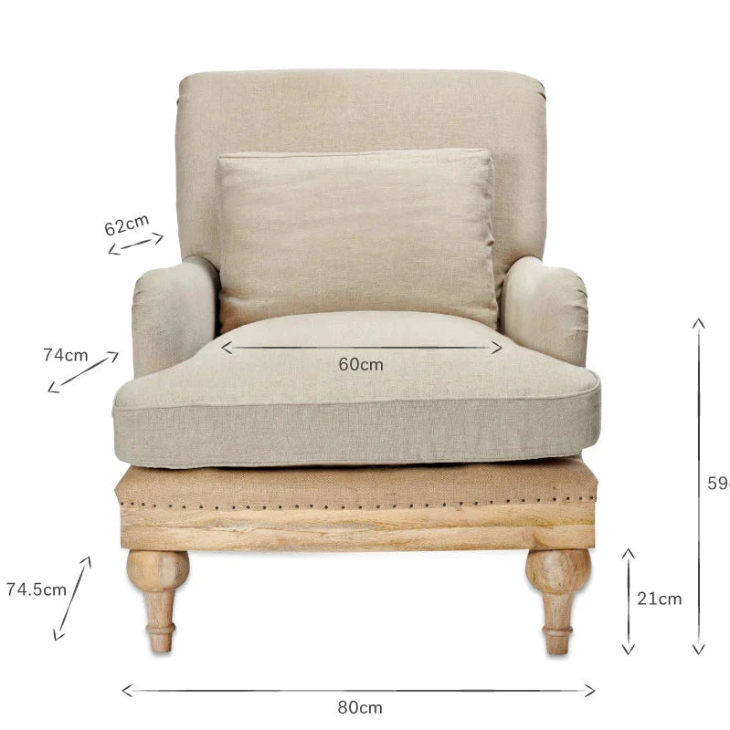 Abe Linen Armchair - Stone