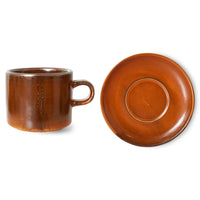 Thumbnail for HkLiving Home Chef Ceramics: Cup & Saucer Burned Orange ACE7203