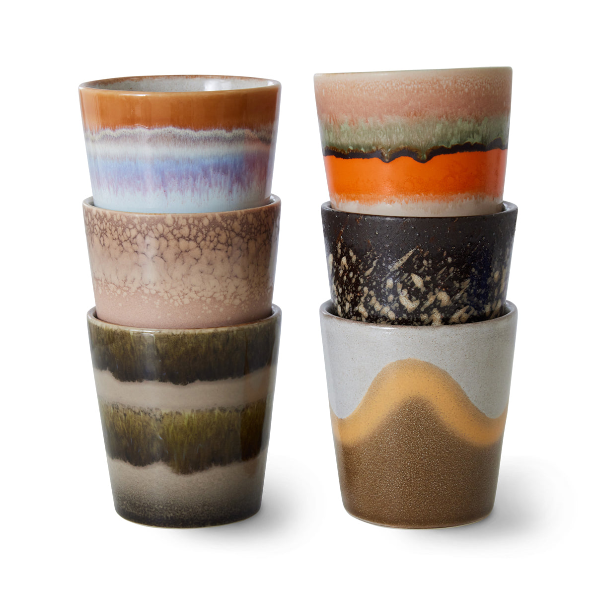 HKLiving 70s Ceramics Coffee Mugs Elements (Set of 6) ACE7212
