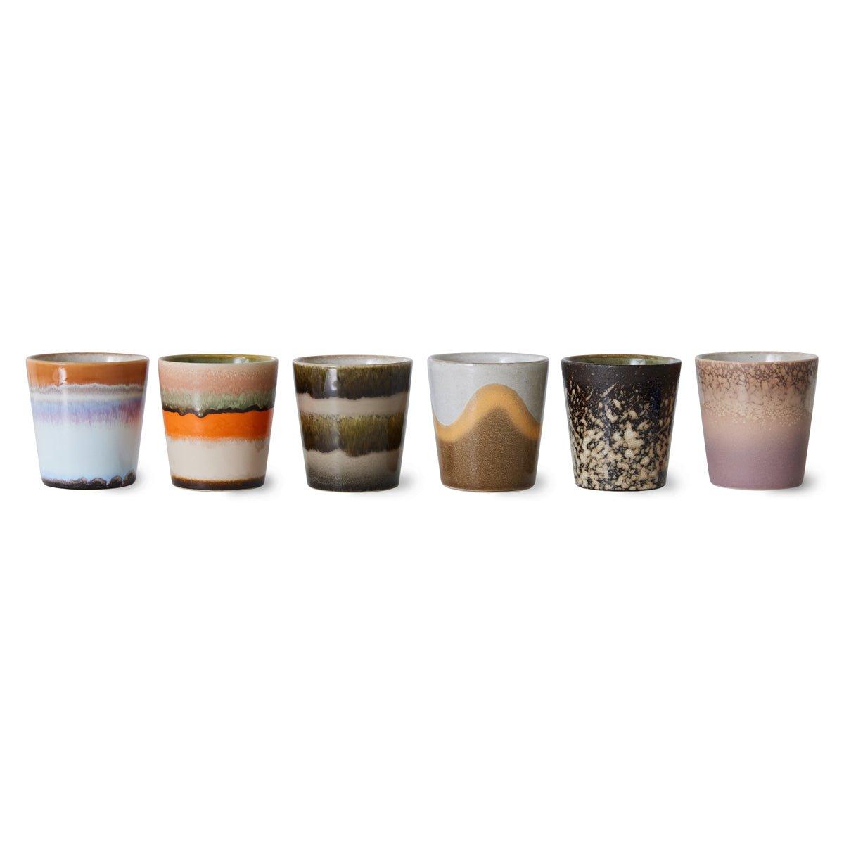 HKLiving 70s Ceramics Coffee Mugs Elements (Set of 6) ACE7212