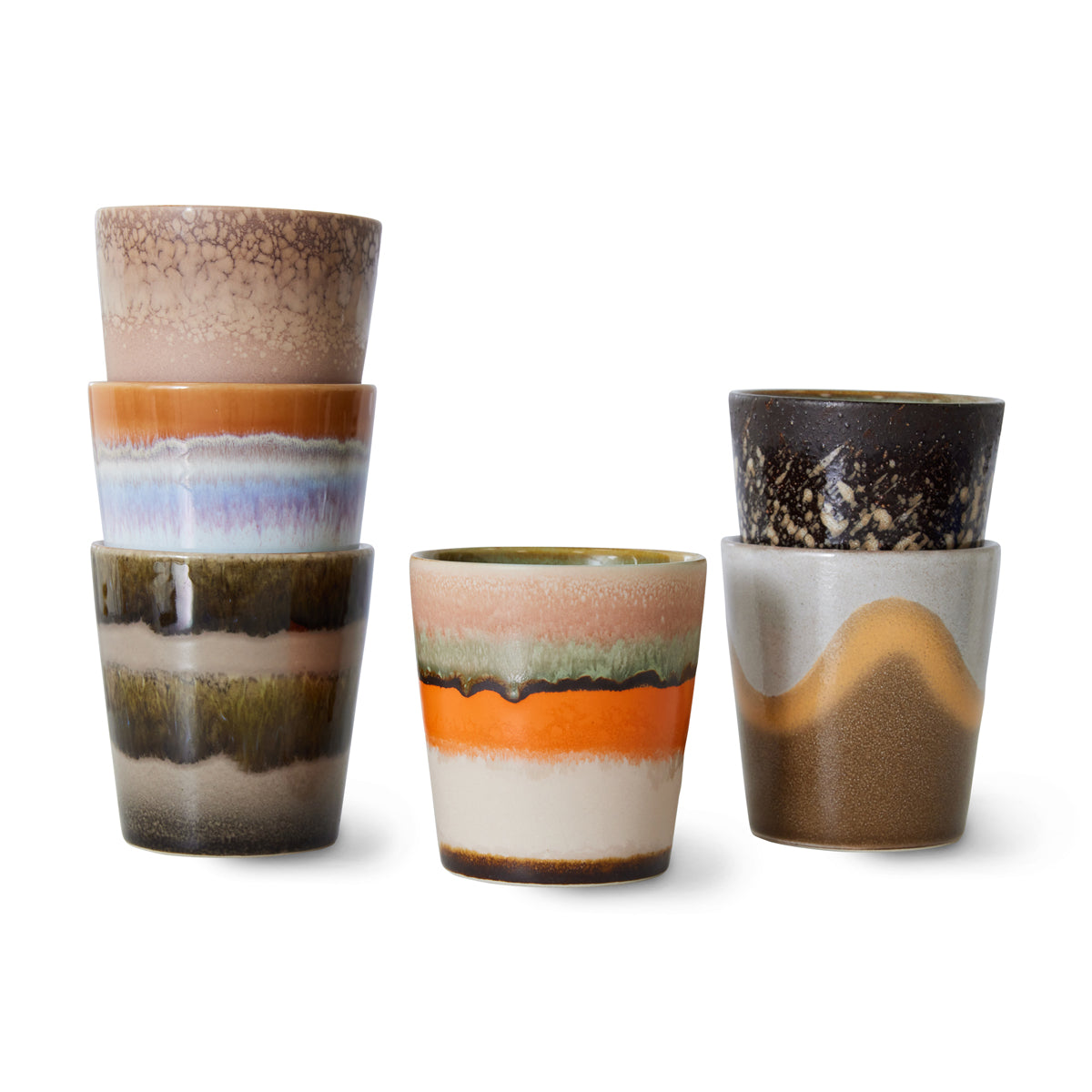 HKLiving 70s Ceramics Coffee Mugs Elements (Set of 6) ACE7212