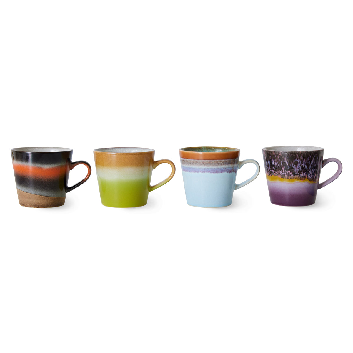 HKLiving 70s ceramics: cappuccino mugs, Solid (set of 4) ACE7231