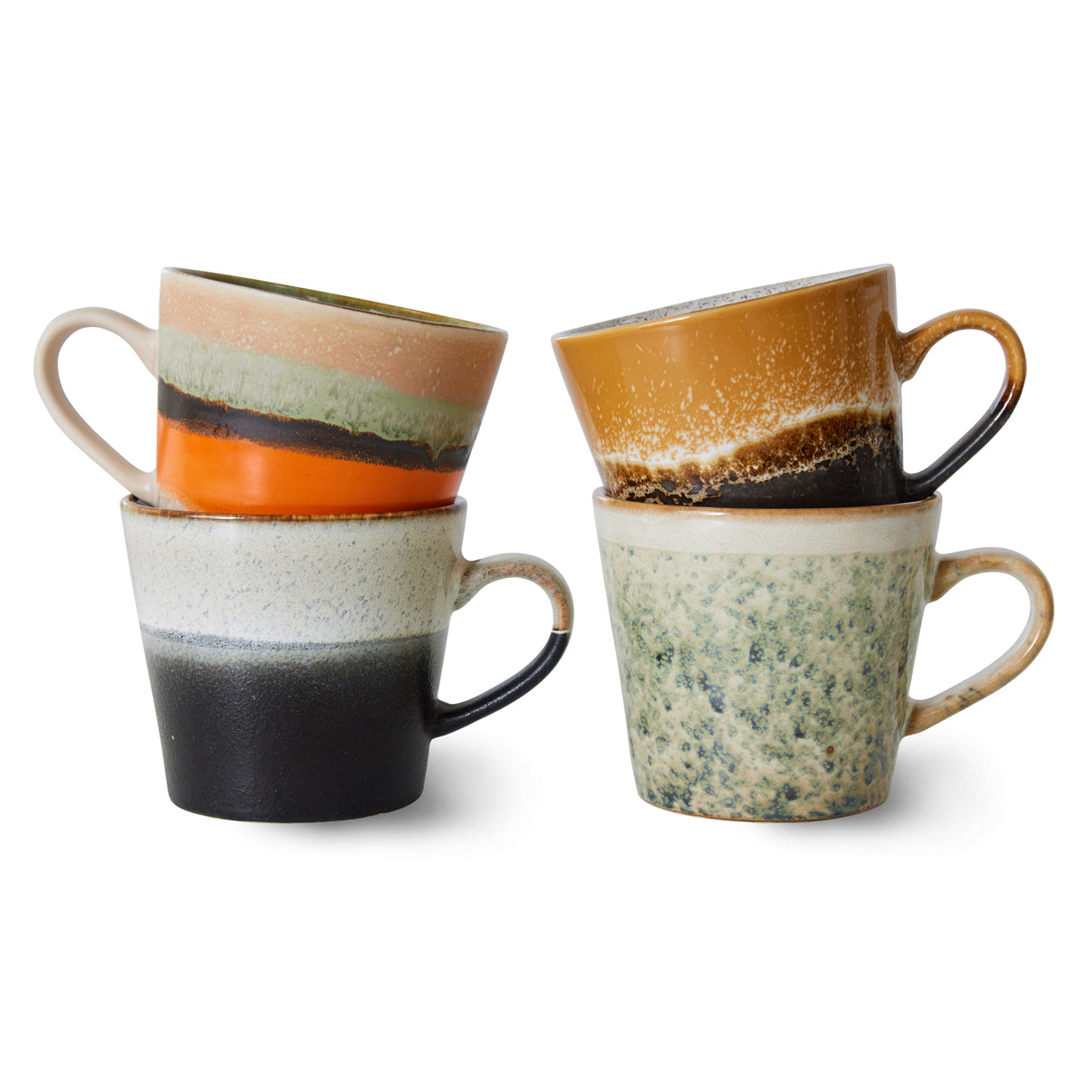 HKLiving 70s Ceramics Cappuccino Mugs Verve (set of 4) ACE7236
