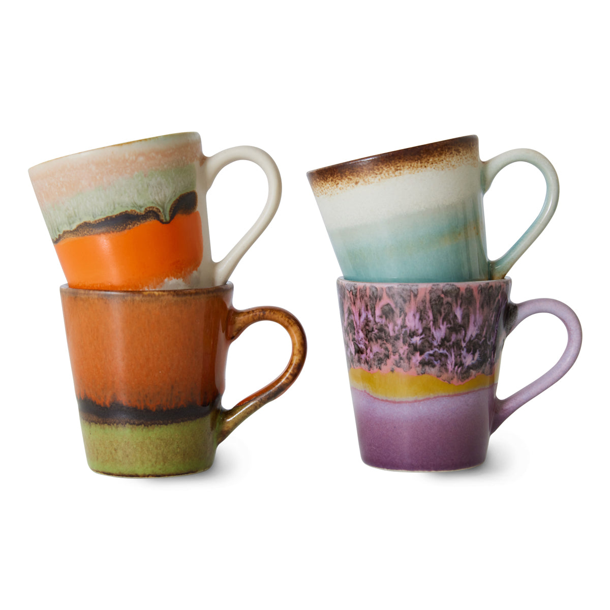 HKLiving 70s Ceramics Espresso Mugs Retro (set of 4) ACE7238