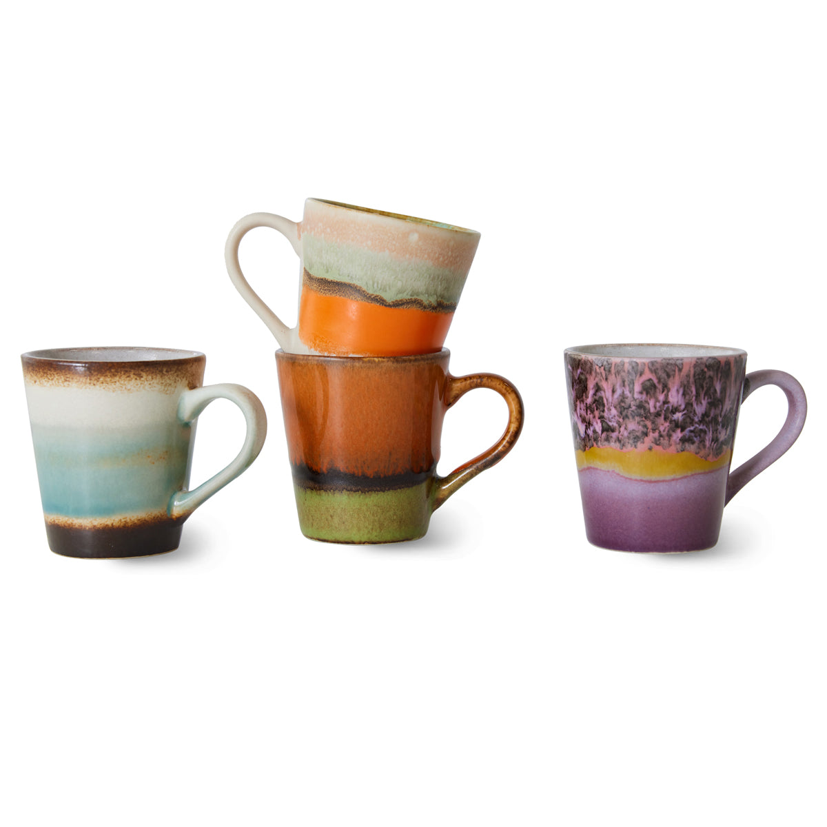 HKLiving 70s Ceramics Espresso Mugs Retro (set of 4) ACE7238