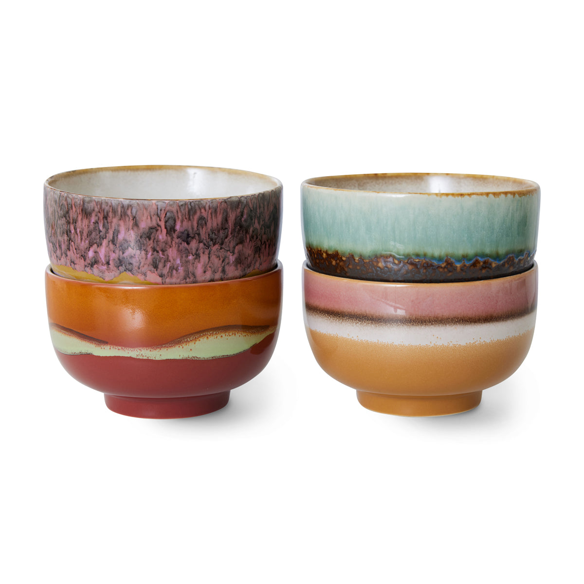 HKLiving 70s Ceramics: Noodle Bowls Geyser (set of 4) ACE7258