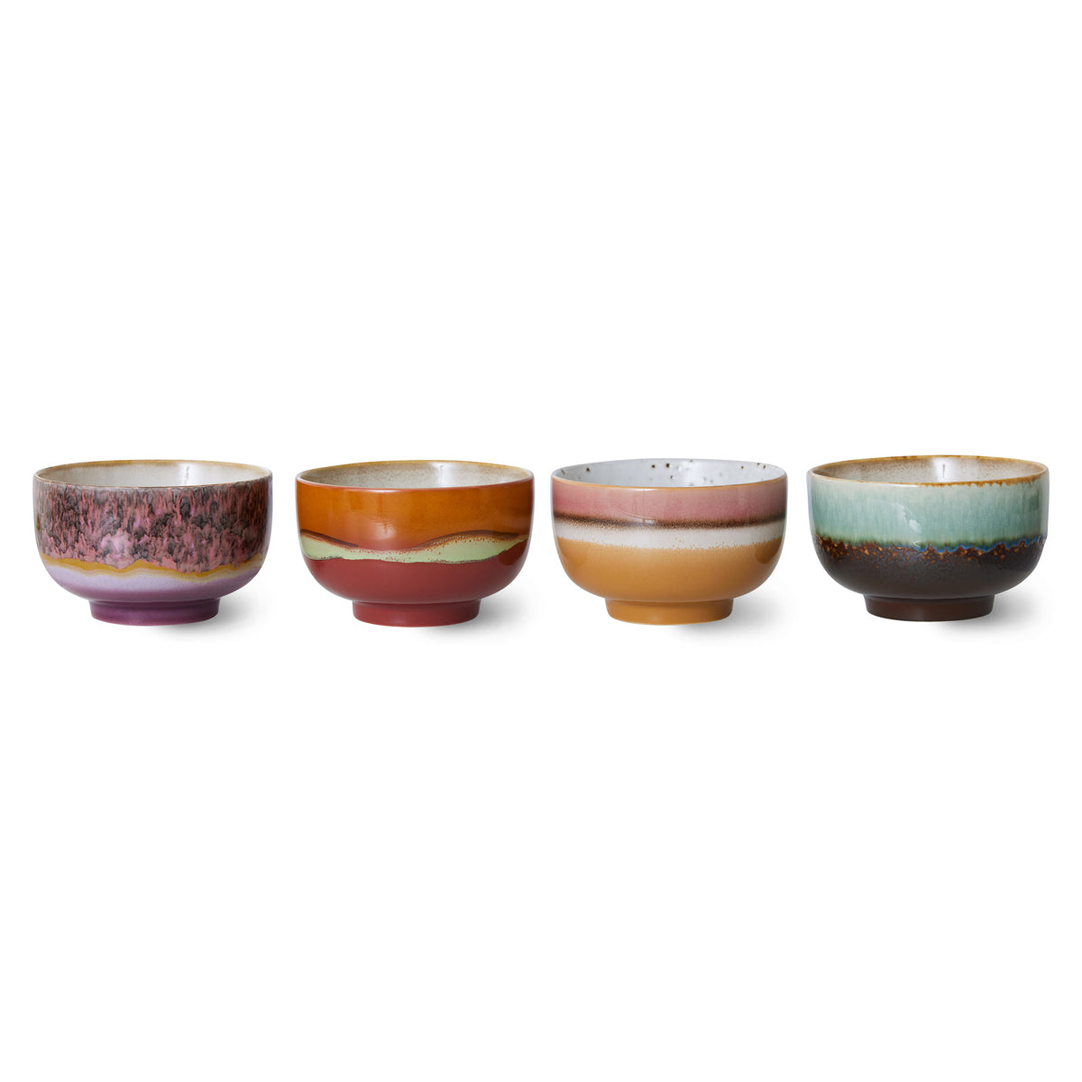 HKLiving 70s Ceramics: Noodle Bowls Geyser (set of 4) ACE7258