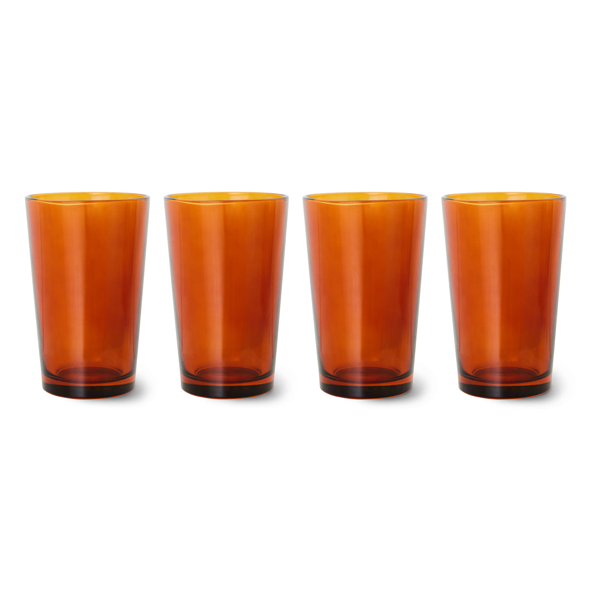 70s Glassware: Tea Glasses Amber Brown (Set of 4)