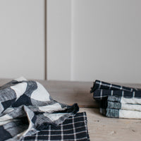 Thumbnail for Midnight Grid 100% Linen Set of 4 Napkins