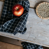 Thumbnail for Midnight Grid 100% Linen Set of 4 Napkins
