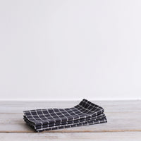 Thumbnail for Midnight Grid 100% Linen Set of 4 Napkins