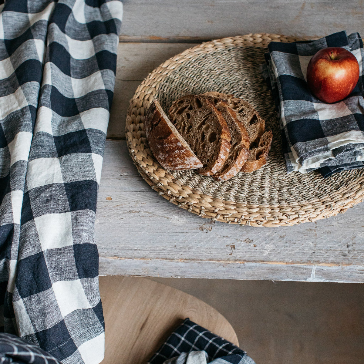 Midnight 100% Linen Gingham Set of 4 Napkins