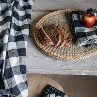 Thumbnail for Midnight 100% Linen Gingham Set of 4 Napkins