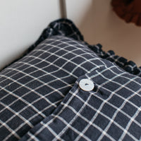 Thumbnail for Oli Ruffle Cushion - Midnight Grid 40 x 40 cm