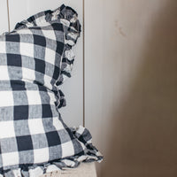 Thumbnail for Olivia Ruffle Cushion - Midnight Gingham 60 x 60cm