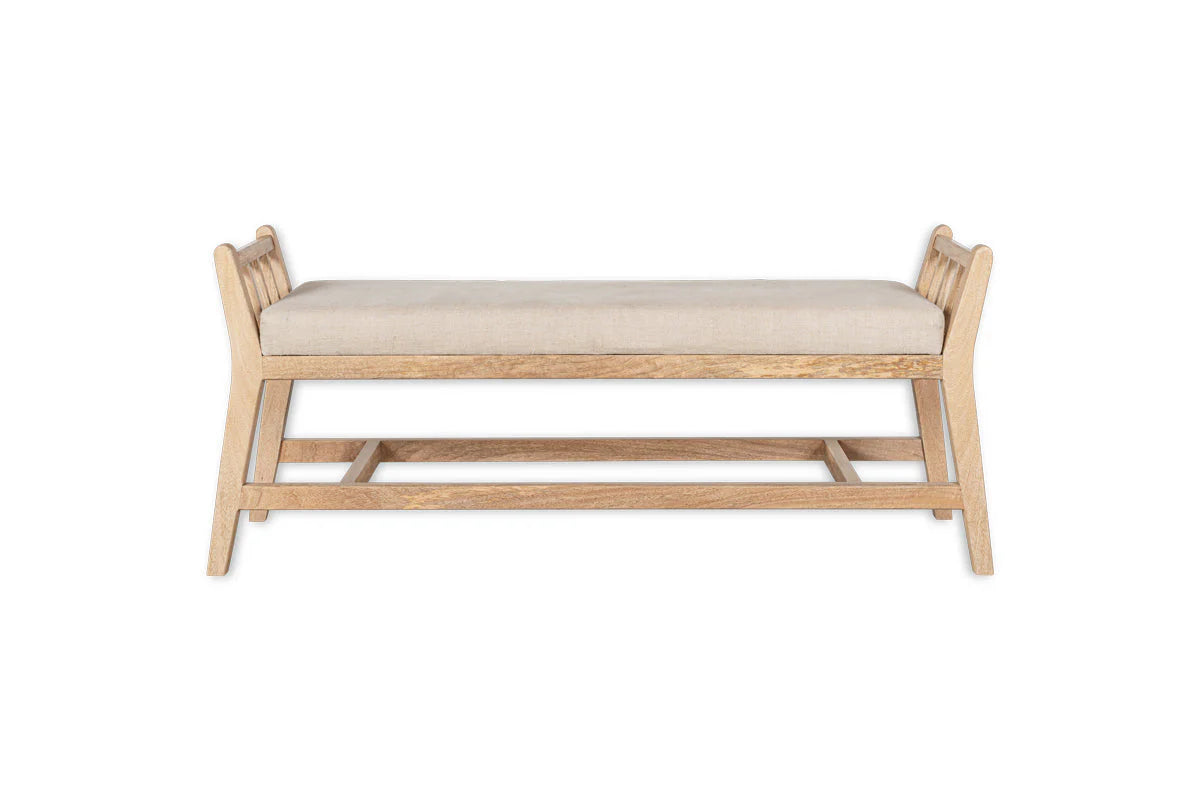 Nkuku Avanthi Upholstered Sleigh Bench - Natural