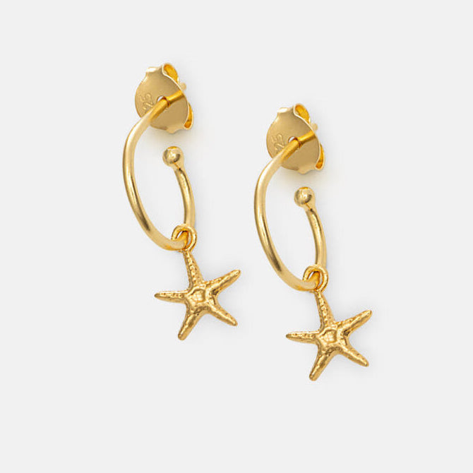 Gold Starfish Hoop Studs