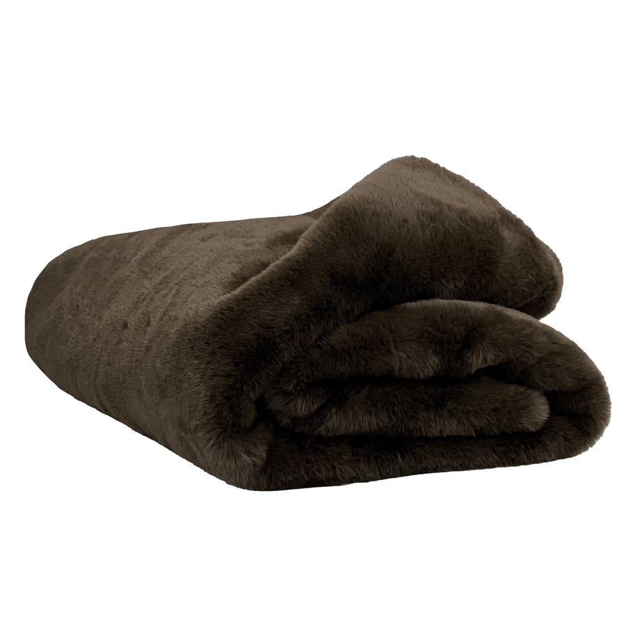 Faux Fur Bed Throw - Brown