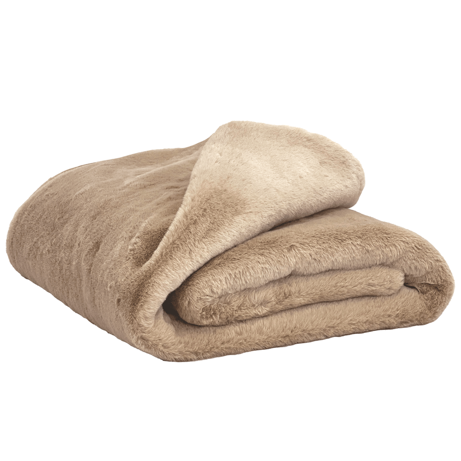Faux Fur Bed Throw - Linen
