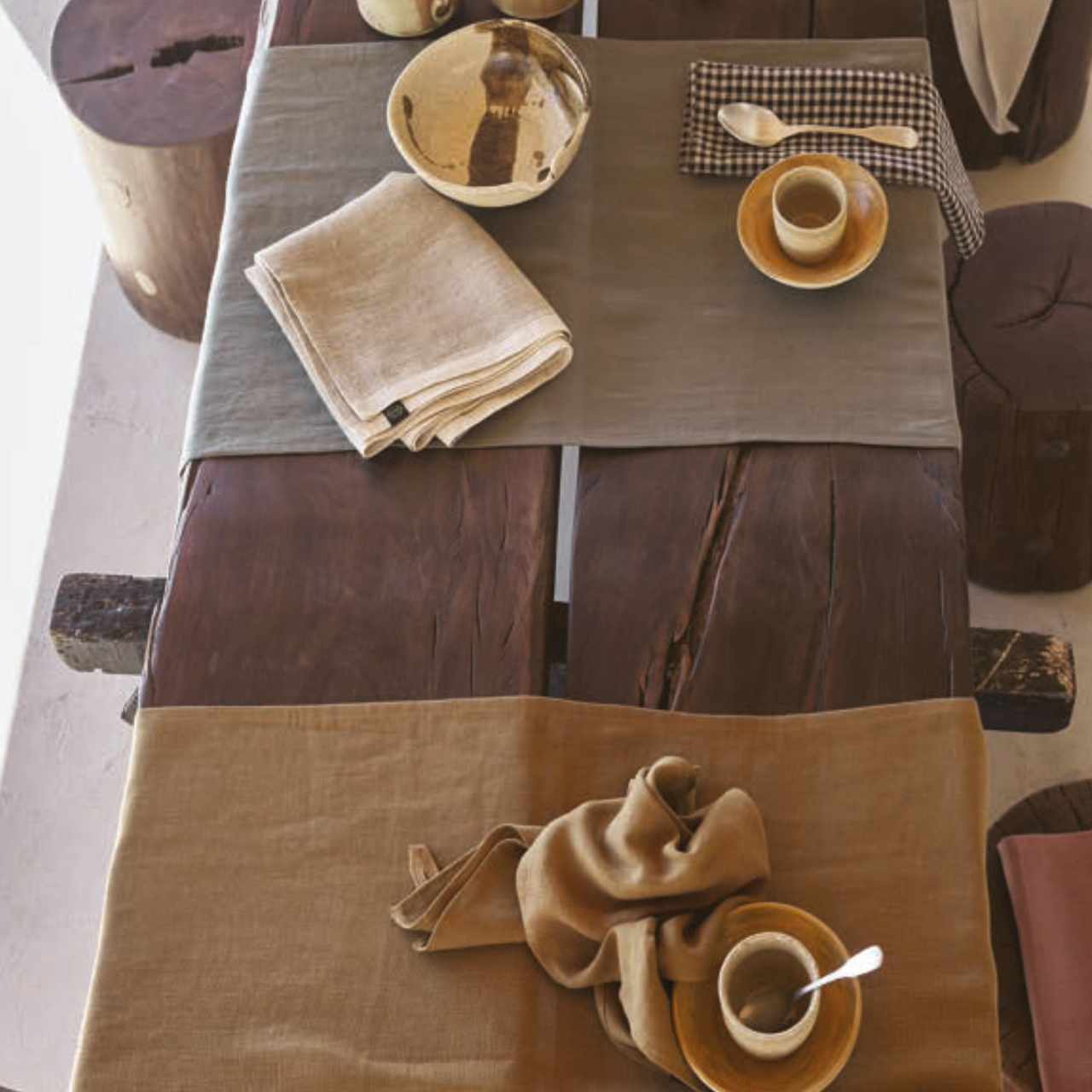 Table Runner Linen, Cotton CORTE - TABAC - 48X160cm