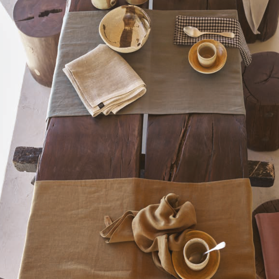 Table Runner Linen, Cotton CORTE - TABAC - 48X160cm