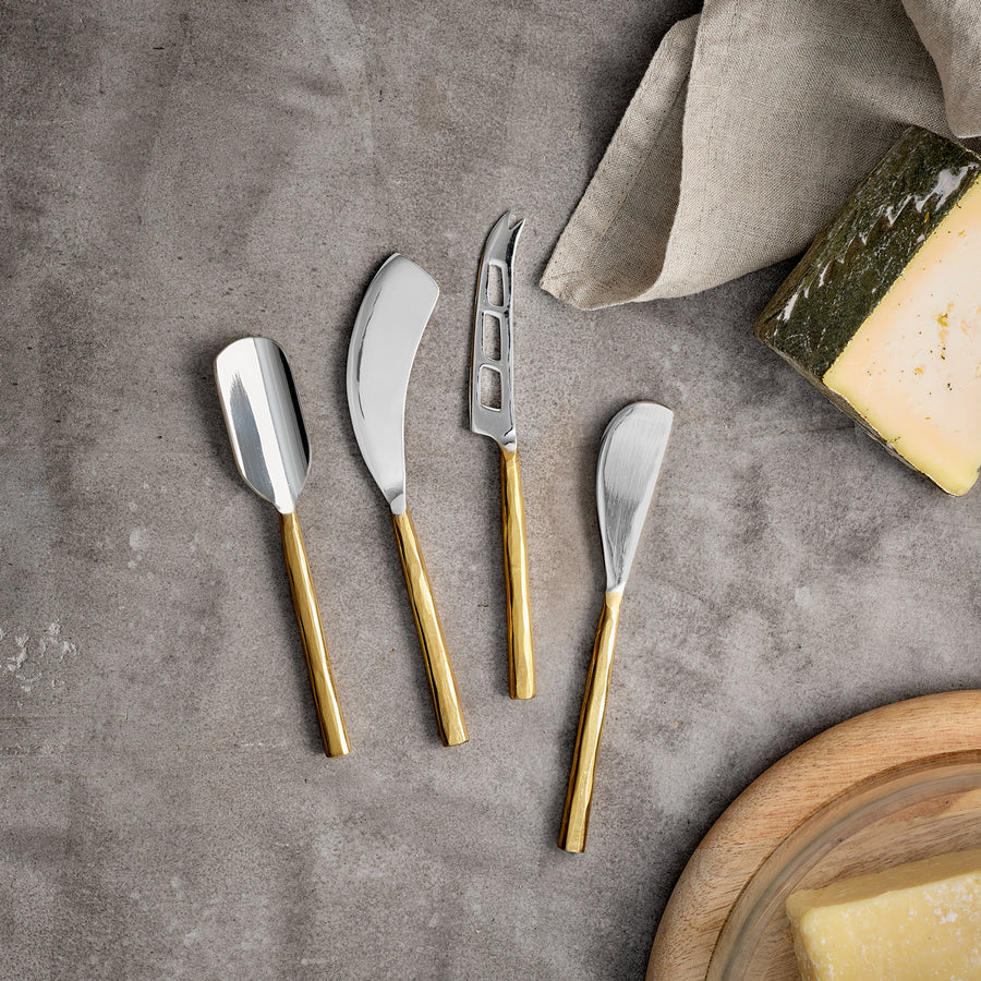 Nkuku Darsa Cheese Knife Set - Brushed Gold (Set of 4)
