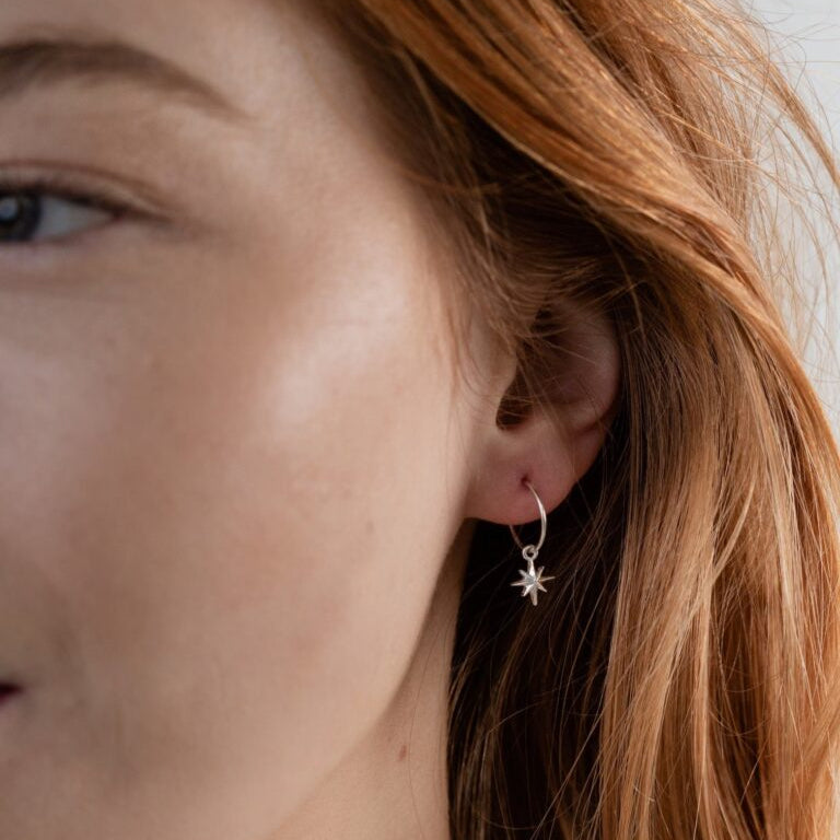 Silver Starlight Hoop Studs
