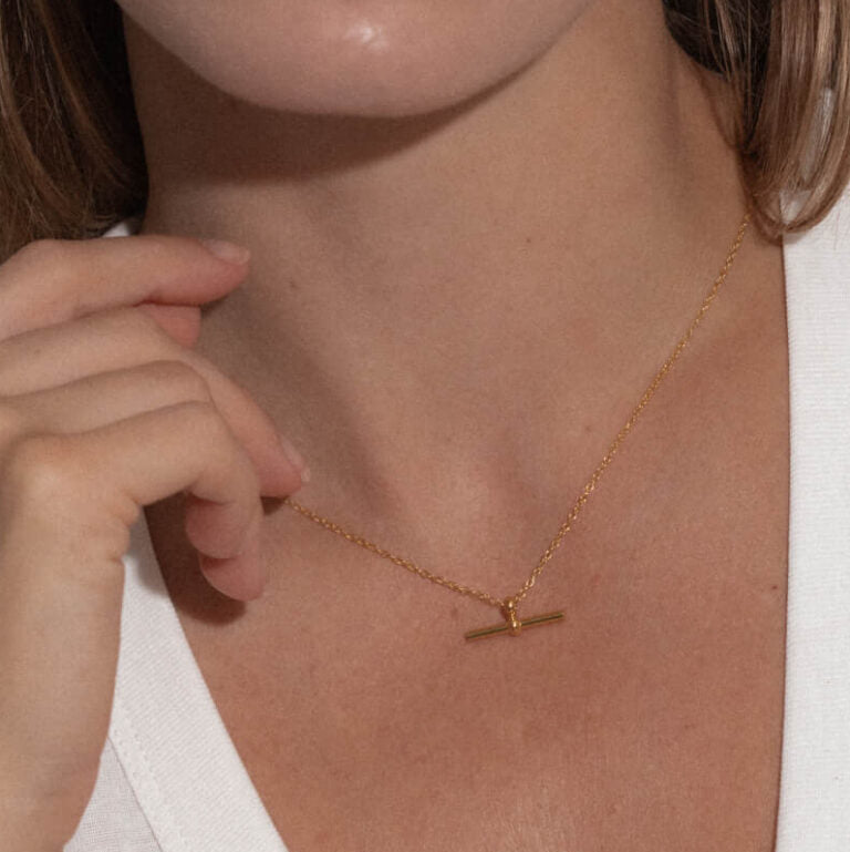 Gold T-bar Necklace