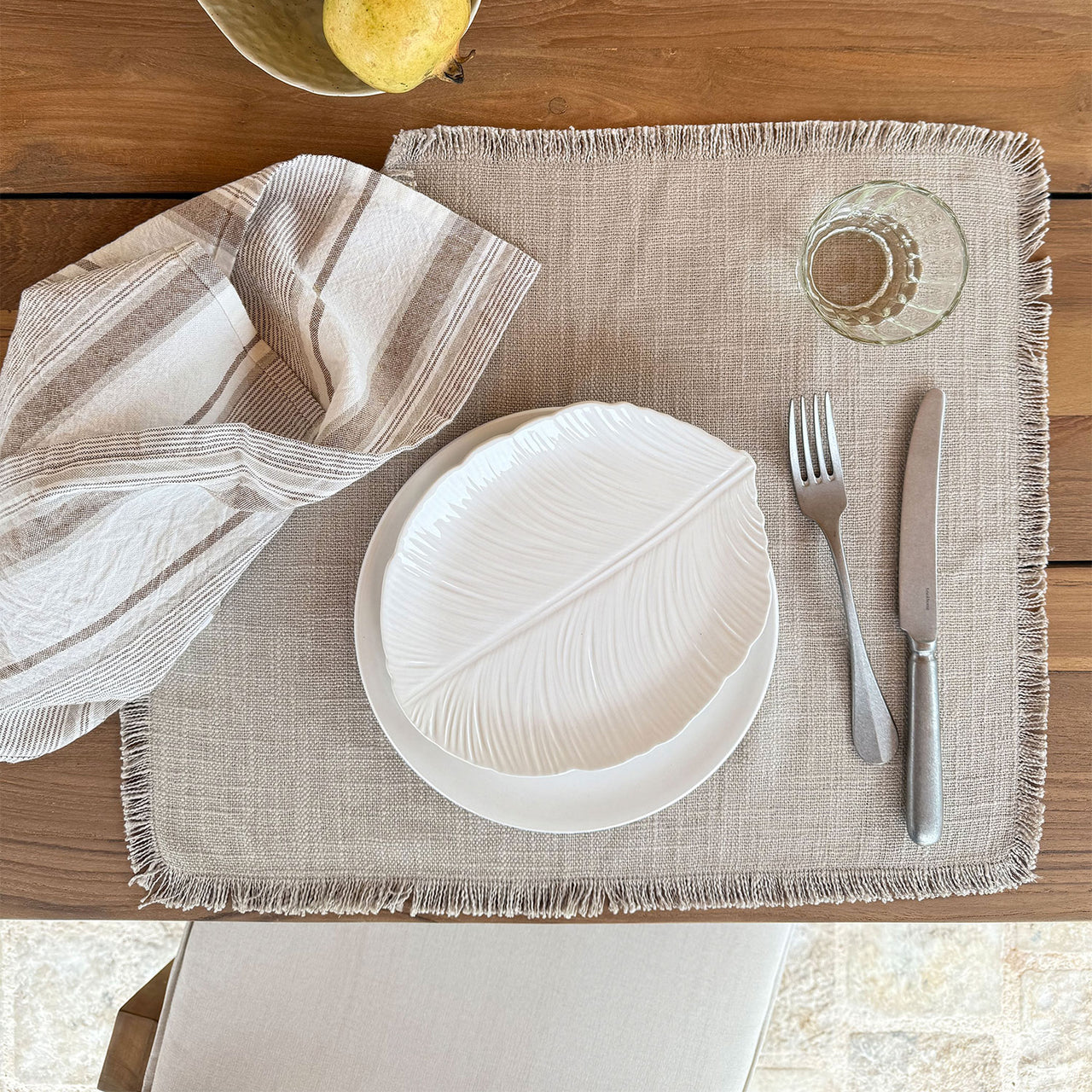 Cake Plate Leaf Glazed Earthenware