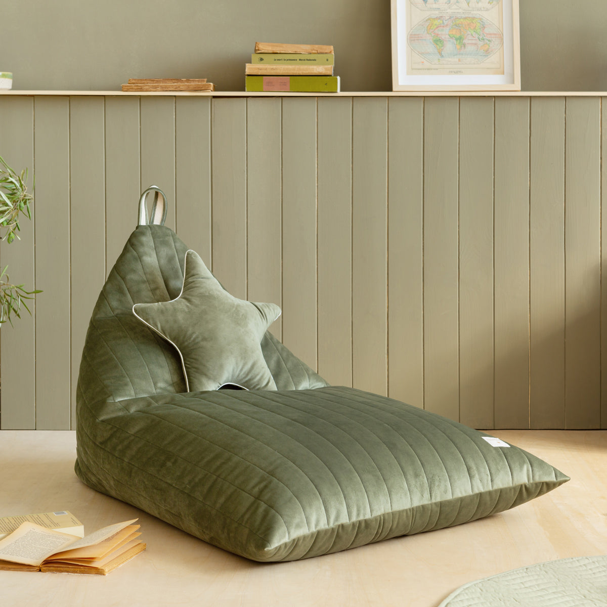 Nobodinoz Essaouira Kid Beanbag • Olive Green 8435574920621