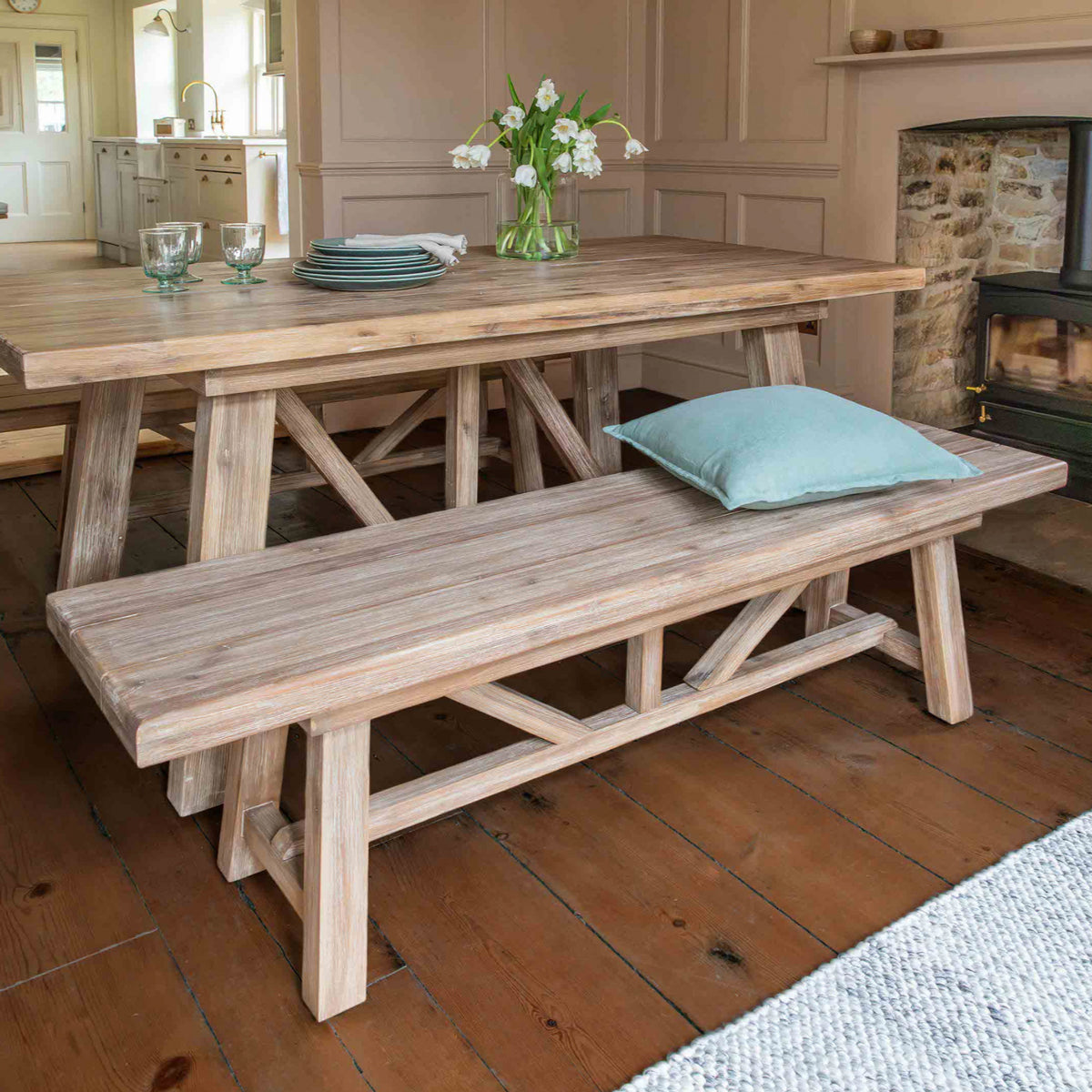 Bench Trade Garden Trading Chilford Wooden Bench Two Sizes – Folk Interiors