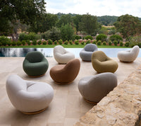 Thumbnail for Gem Lounge Chair with Teak Swivel : Umber Brown
