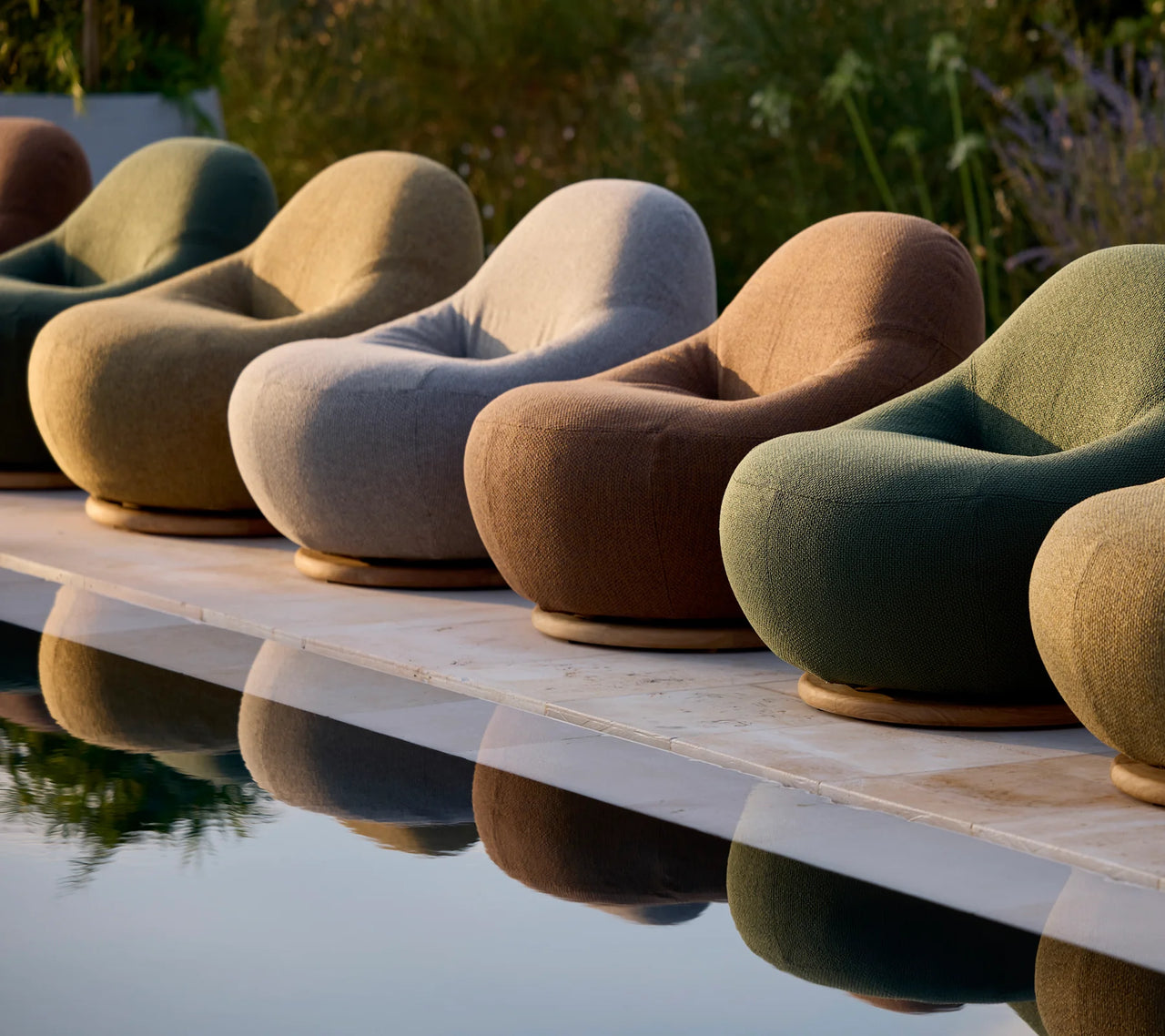 Gem Lounge Chair with Teak Swivel : Umber Brown