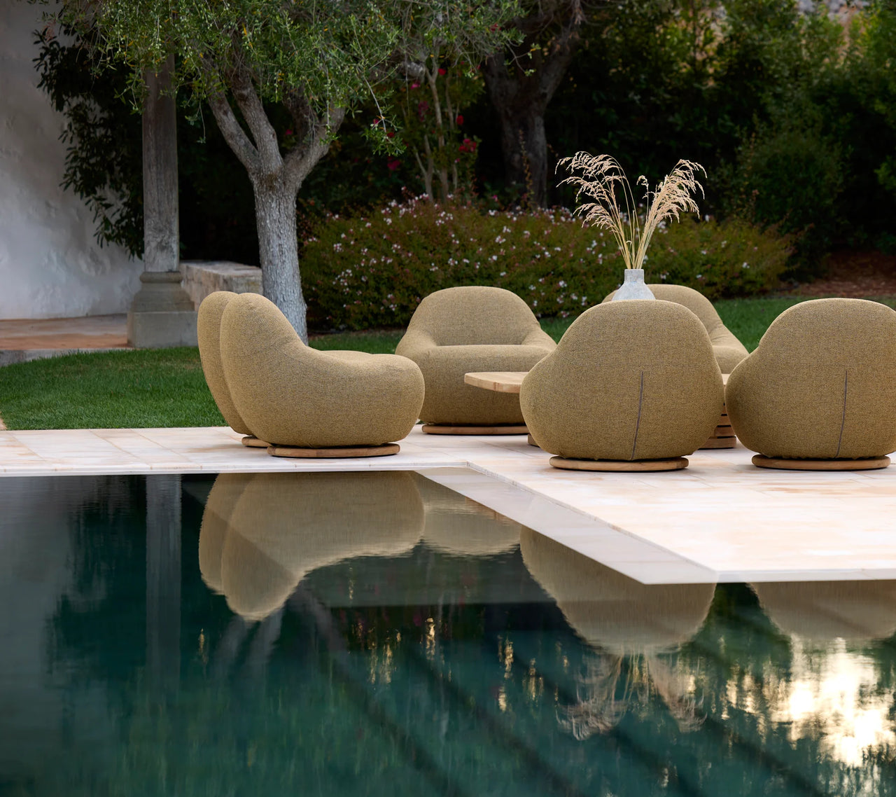 Gem Lounge Chair with Teak Swivel : Turmeric Yellow