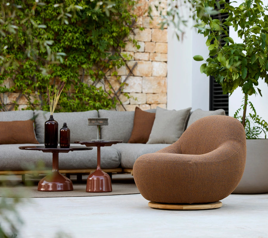 Gem Lounge Chair with Teak Swivel : Umber Brown