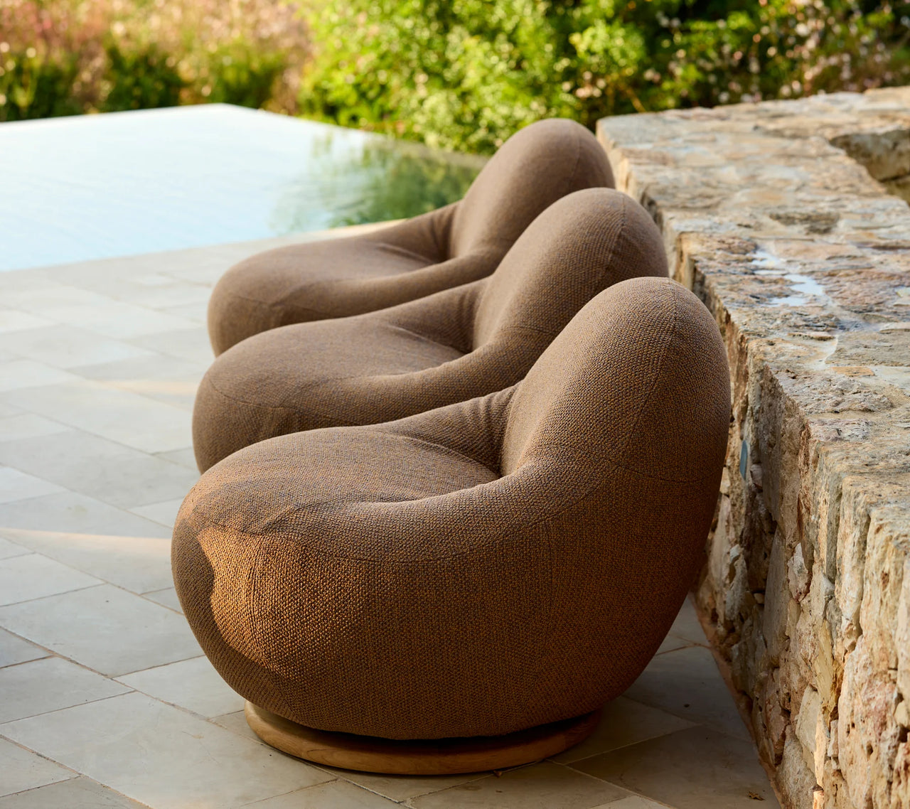 Gem Lounge Chair with Teak Swivel : Umber Brown