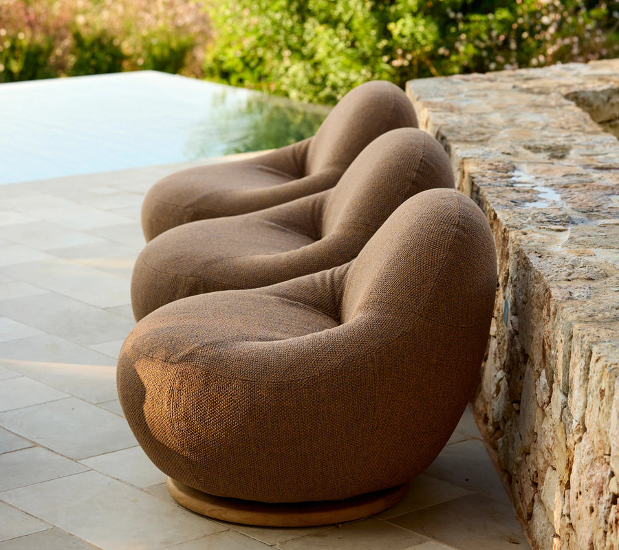 Gem Lounge Chair with Teak Swivel : Umber Brown
