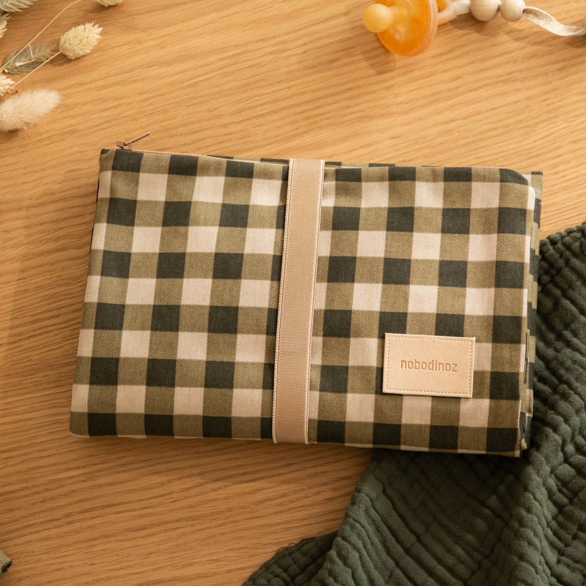 Hyde Park Waterproof Changing Pad - Green Checks