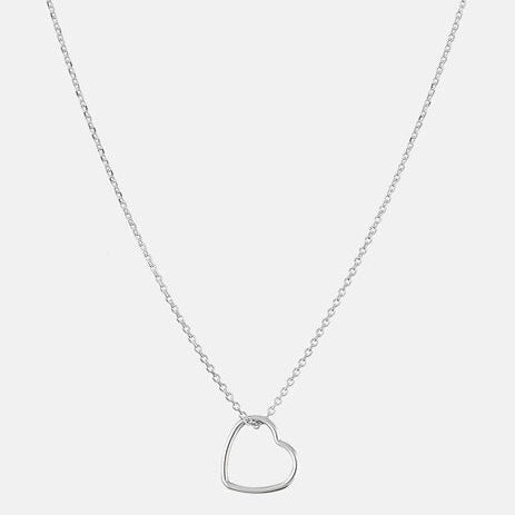 Silver Open Heart Necklace 16” Chain
