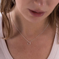 Thumbnail for Silver Open Heart Necklace 16” Chain