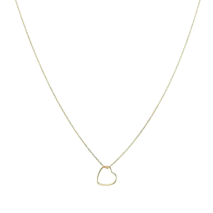 Gold Open Heart Necklace 16” Chain