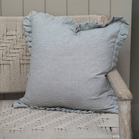 Thumbnail for Pinstripe Frill Cushion Charcoal 50 x 50 cm