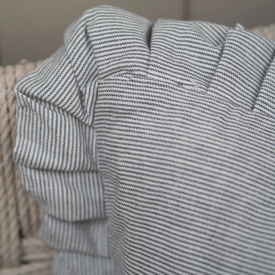 Pinstripe Frill Cushion Charcoal 50 x 50 cm