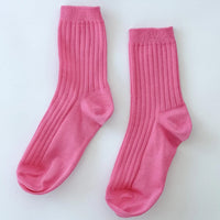 Thumbnail for Her Socks - Mercerized Combed Cotton Rib Bright Pink