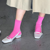 Thumbnail for Her Socks - Mercerized Combed Cotton Rib Bright Pink