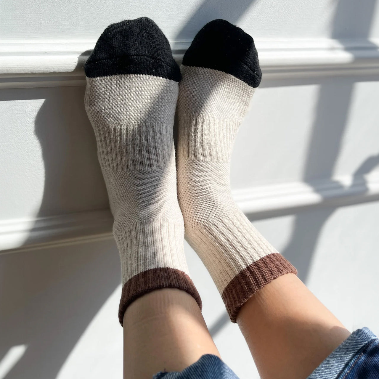 Girlfriend Socks: Colour Block Black Coffee