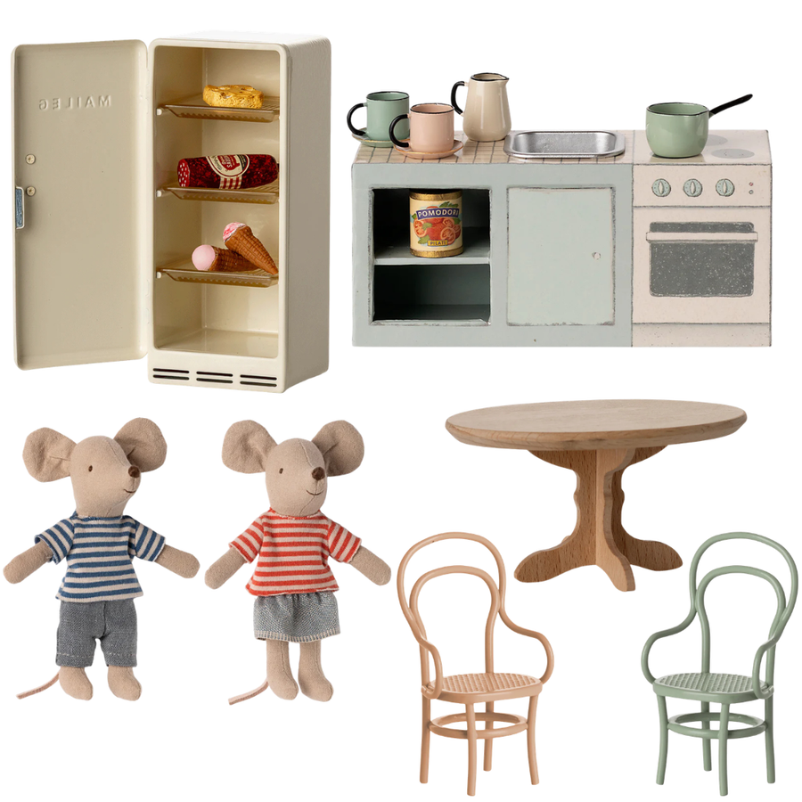 Maileg Kitchen Bundle with Little Brother and Little Sister Mouse
