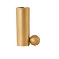 Thumbnail for Palloa Solid Brass Candleholder High - Brushed Brass