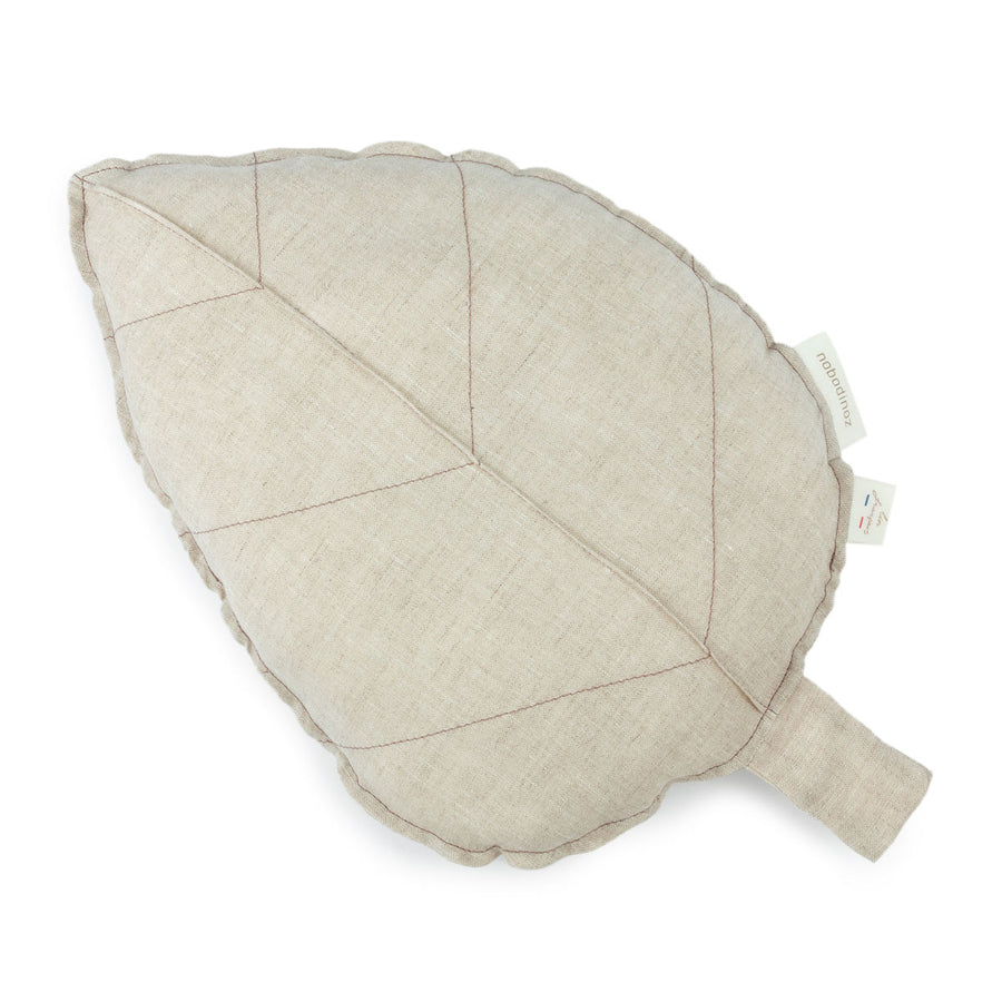 Linen Français Leaf Cushion - Grey