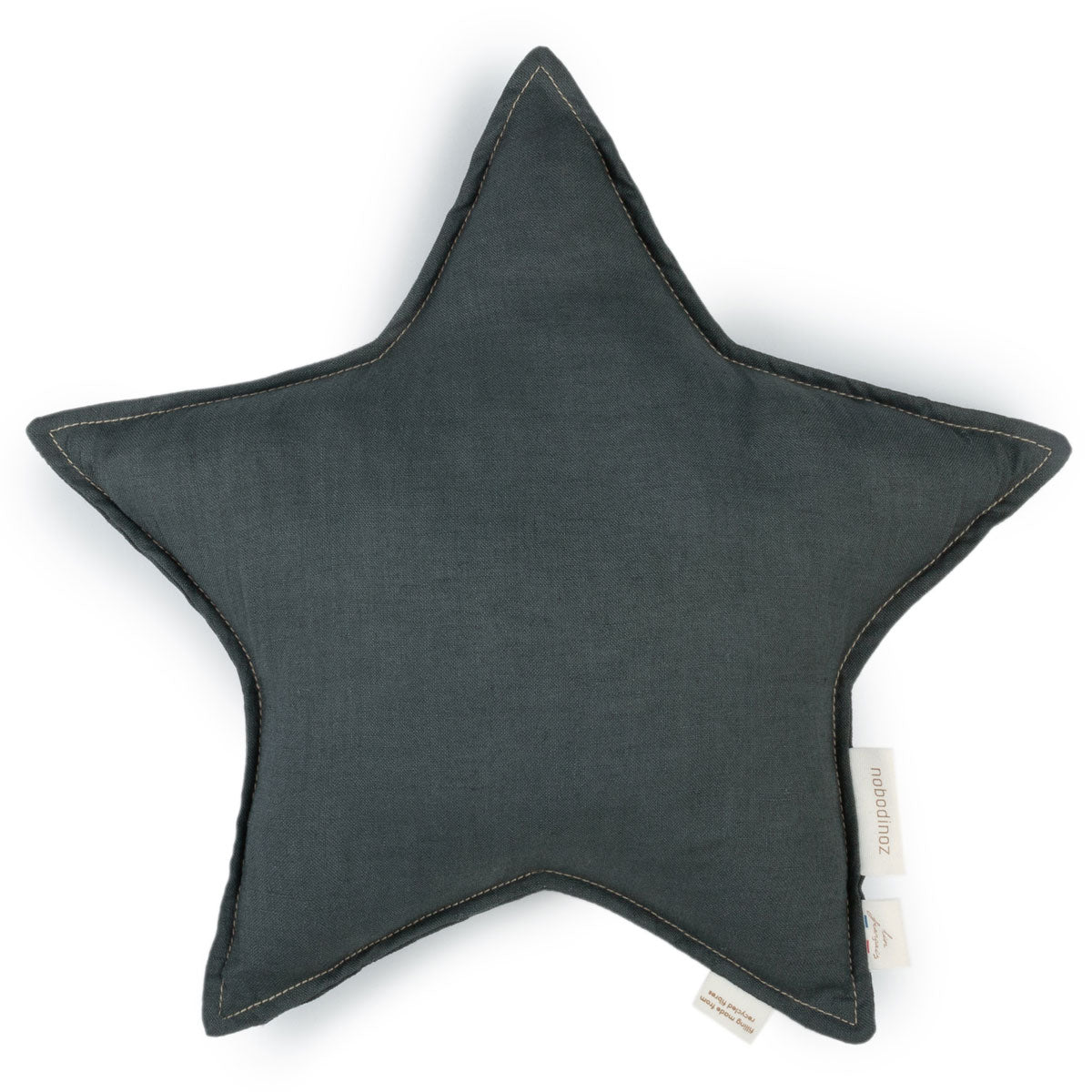Nobodinoz Français Linen Star Cushion - Green Blue